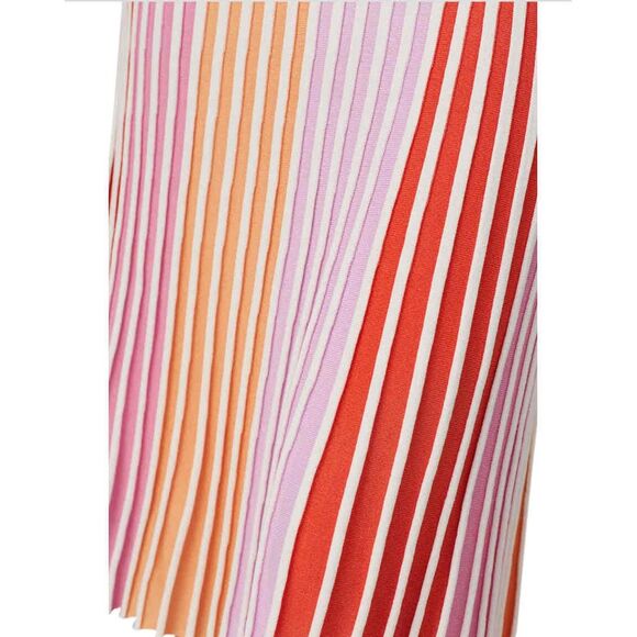 525 America | Striped Pleated Pull-on Midi Skirt | White/Sz M - Picture 9 of 9